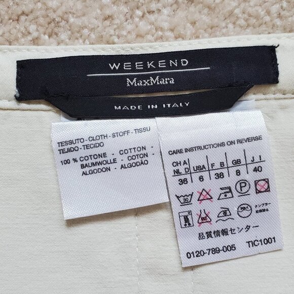 Weekend MaxMara Off-White Cotton Flared Line Midi Skirt. Size 40 - Picture 8 of 8